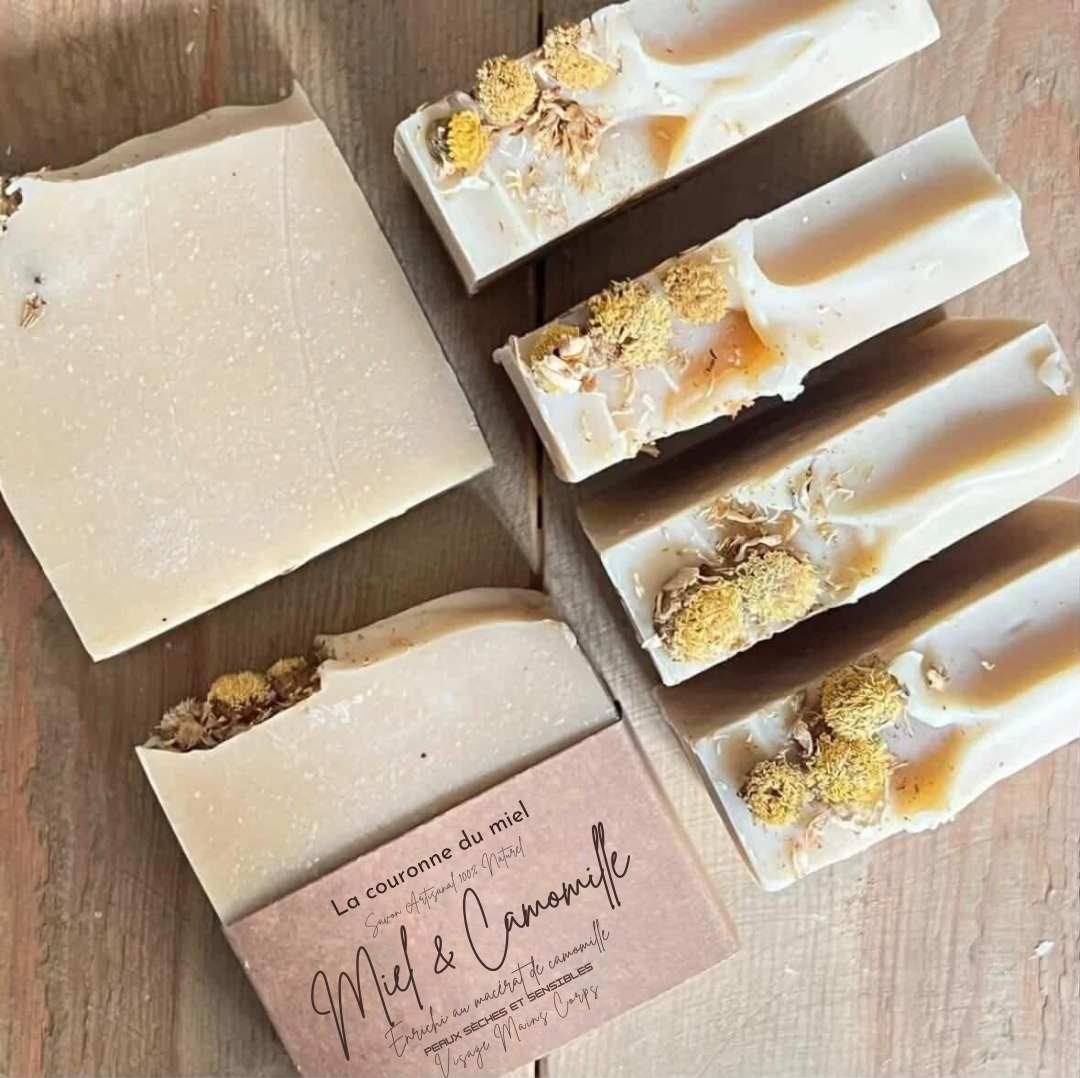 camomille Savon artisanal – Miel & Camomille (Apaisant & Doux) – Image 1